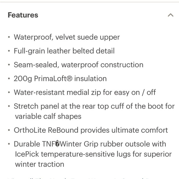 The North Face Bridgeton side zip winter boots women’s size 9 brown - Picture 12 of 13